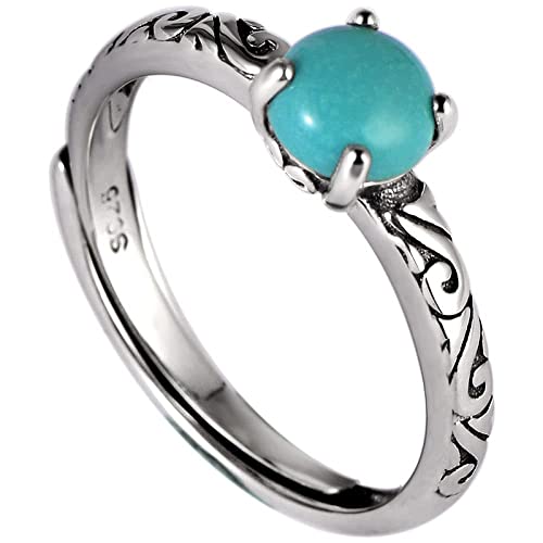 Bague ajustable S925 vintage en turquoise, le cadeau de mariage idéal