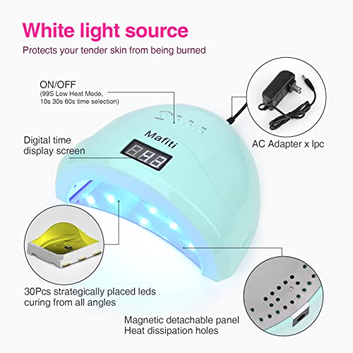 Mafiti 48W Uv Nail Led Lamp Nail Dryer Manicure/Pedicure Uv Light For Gel Nail Automatic Sensor Curing Lamp Gift Lcd Display Screen Cyan #TOP5