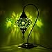 10 Variation Mosland Home Turkish Lamp Mosaic Table Lamps | Turkish Moroccan Lamp with Bronze Base | Handmade Swan Neck Tiffany Night Lamp | Mosaic Glass Bedside Night Lamp with Led Bulb (Green)