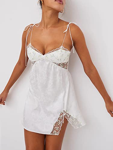 Image of Women's V Neck Adjustable Spaghetti Straps Sleeveless Sexy Backless Dress Y2k Lace Dresses Party Clubwear
