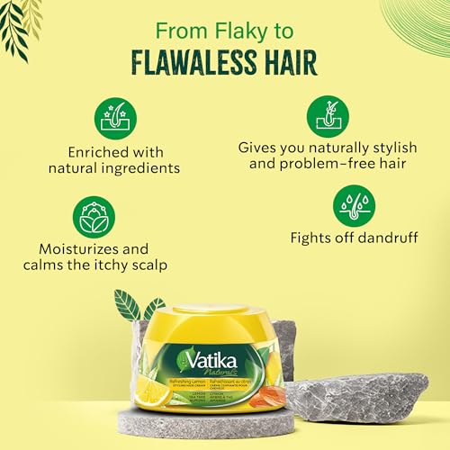 Vatika Naturals Hair Cream - Refreshing Lemon (210ml) | Enriched with Lemon, Tea Tree & Almond for Naturally Stylish, Problem-Free Hair - Image 2