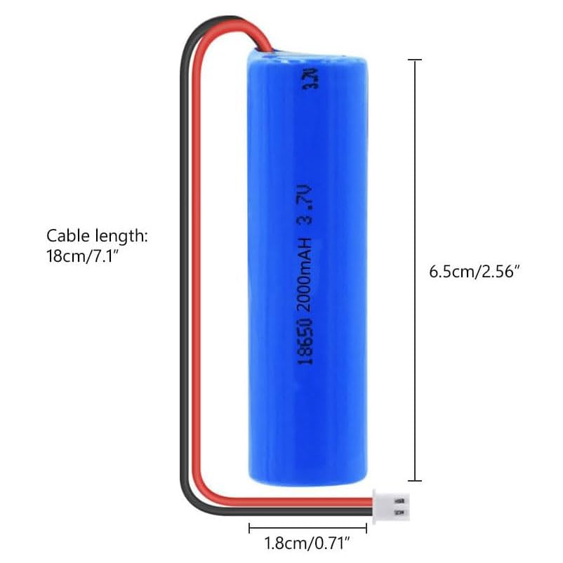 Batteria Ricaricabile da 3,7 V 2000 mAh, Batteria agli ioni di Litio Batteria Ricaricabile, Batteria Ricaricabile con Cavo Fai da Te, con Spina XH 2P, 1 pz.