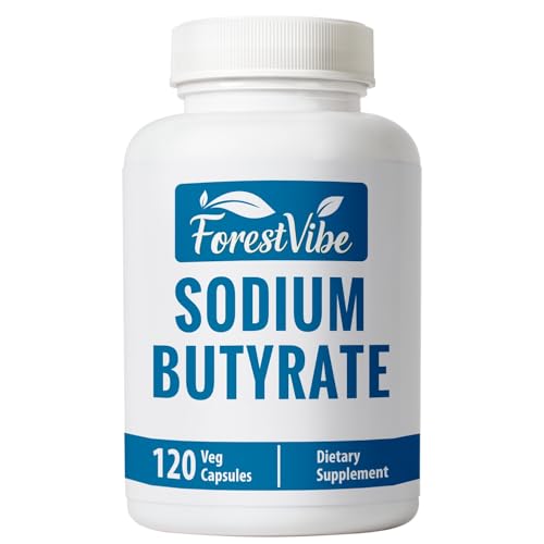 ForestVibe Sodium Butyrate Supplement 1200mg Yielding 960mg Butyric Acid 120 Vegan Capsules 2 Month Supply Non-GMO & Gluten Free Postbiotic Supplement