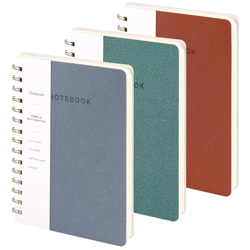 Image of Spiral Notebook-5.75 inch x 8.125 inch College Ruled Journal with Inner Pockets and 160 Pages,PU Leather Cover Business Journal, Twin-Wire Binding Notebook Perfect for Office & Home School Supplies 3 pack Reefblue /Green /Brown