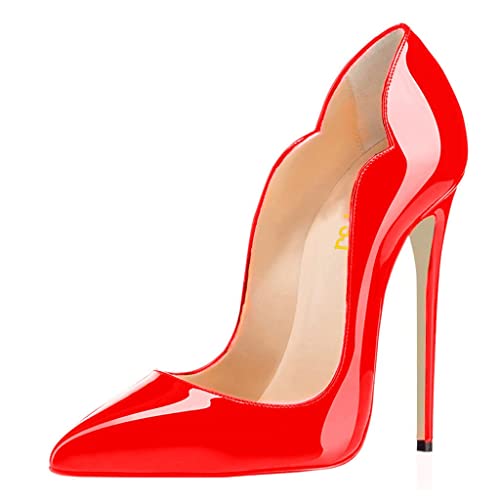 FSJ Women Classic Pointed Toe High Heels Sexy Stiletto Pumps Office Lady Dress Shoes Size 9 Red