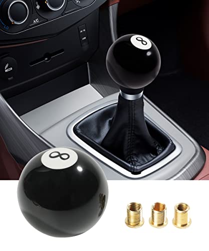 ESEWALAS Billiard Round Manual Gear Shift Lever Shifter Knob with 3 Adapters,Universal Gear Shift Stick Shifter Knob Lever Cover 4 5 6 Speed,Fit for Manual Car M8*1.25, M10*1.25, M10*1.5