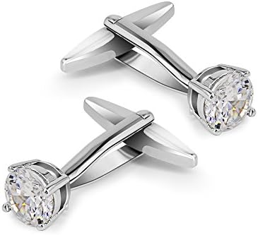 Mr.Van Swarovski White Crystal Cufflinks Glimmering Diamond Color Cuff Links Set for Wedding Party