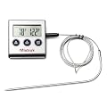 Mistruk Digital Thermometer for Cooking with Stainless Steel Probe & Timer Alert – Accurate Temperature Control for Grill, Oven & BBQ – Digital Meat Thermometer Instant Read