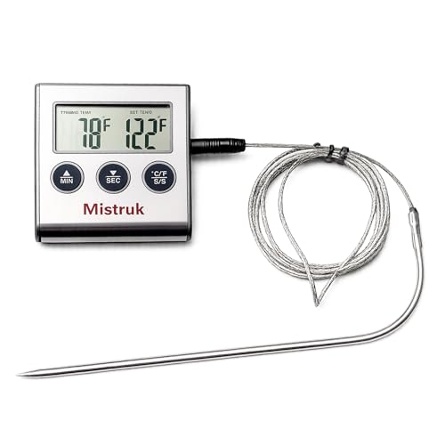 Termómetro de cocina digital con temporizador y sonda para asados