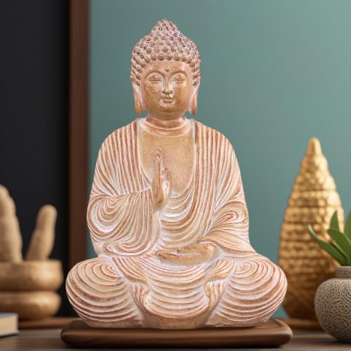 Swaite Zen Buddha Statue - Hand Carved Wood Grain Resin Meditation Decor, Feng Shui Ornament for Living Room Desk, Spiritual Space Zen Garden Decoration (Housewarming Gift/Mindfulness Aid, 7.87inch) Swaite Zen Buddha Statue - Hand Carved Wood Grain Resin Meditation Decor, Feng Shui Ornament for Living Room Desk, Spiritual Space Zen Garden Decoration (Housewarming Gift/Mindfulness Aid, 7.87inch)