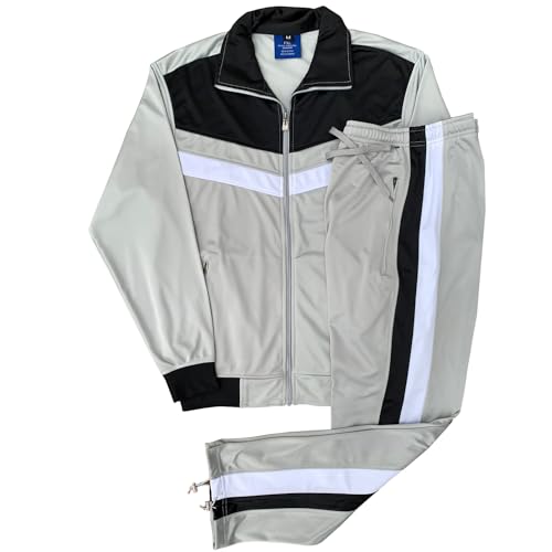 Men's Tracksuit Warm-Up 2-piece Retro Style Track Jacket & Pants Matching Set