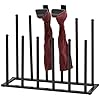 Mygift modern black metal boot rack for tall boots storage free standing entryway shoe rack walk in closet boot organizer with 12 long posts holds 6 pair  urban country home decor