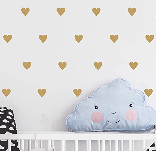 2Inchx100 Pieces Diy Heart Wall Decal Vinyl Sticker For Baby Kids Children Boy Girl Bedroom Decor Removable Nursery Decoration (Matte Gold) #TOP2