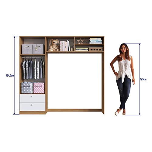 Quarto Infantil Completo Berço 3 em 1 Guarda Roupas e Cômoda Cor: Manchester com branco