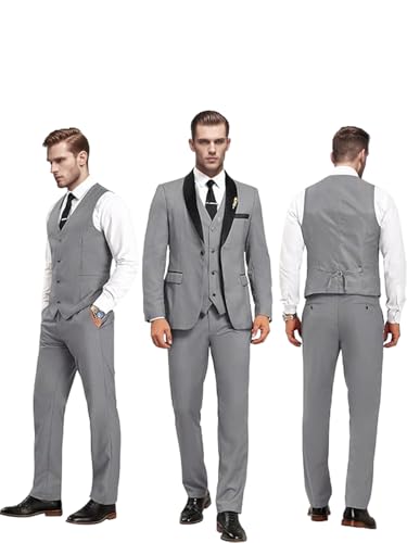 Men's Suit 3 Piece Slim Fit Suits Set Classic Tuxedo Shawl Lapel One Button Suit for Wedding Prom Business Dinner Prom3