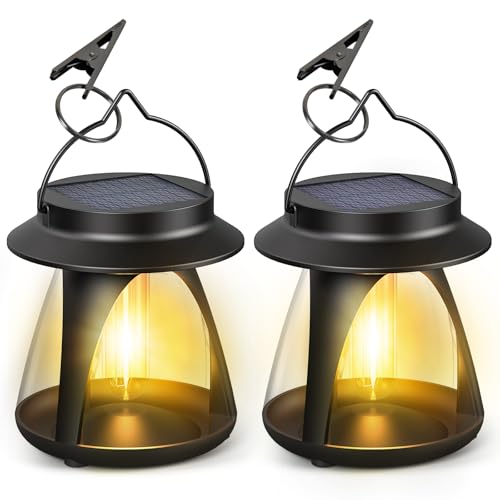 MAGGIFT Lanterne Solaire Exterieur Jardin, Avec Deux Modes de Charge (Solaire et USB), Luminosité Réglable, 2 Lampes Solaires Exterieures à Suspendre, idéales pour...
