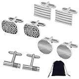 4 Pairs Cufflinks For Men,Classic Silver Shirt Men's Cufflinks For Wedding Business Graduation Gift,Comes With A Velvet Pouch