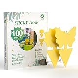 100 Pcs Sticky Traps for gnat, Yellow Stick Traps for Plants, Fungus gnat Trap Double Side with Shovel, Indoor Safe for Gnat, Fruit Fly, White Fly, Aphid, Leaf Miner