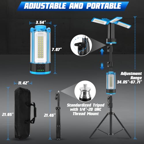 T-SUN Rechargeable Camping Light with Stand, Adjustable LED Work Light - image 7