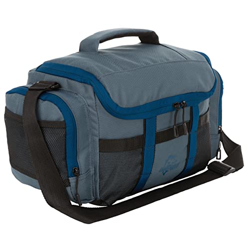Okeechobee Fats Medium Fishing Gear Tackle Bag Soft Sided Fishing Bag | Includes 2 Fishing Accessories Utility Boxes | Top Loading Fishing Tackle Box Bag | Orion Blue