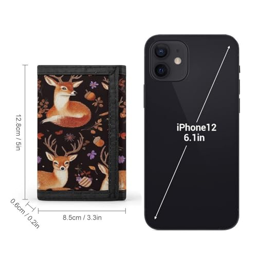 High Capacity Autumn Leaves Fall Foxes Deer Wallet for Women, Wallets with ID Pockets And Key Chain, Slim Trifold Wallet for Outdoor Travel2