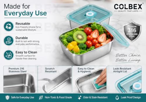 Image of Stainless Steel Food Storage Containers with Lids, Leakproof, Oven & Freezer Safe, Meal Prep & Lunch Boxes, Snack Container, Reusable Meal Prep Boxes, School, Office, Picnic (5)