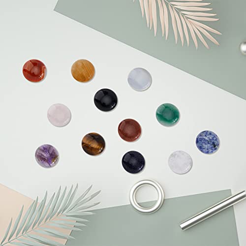 SUPERFINDINGS 12Pcs 12 Styles Natural Cabochon Gemstone 25mm Half Round Dome Flatback Quartz Stone for Necklace Jewelry Making DIY Craft Handmade - Image 4