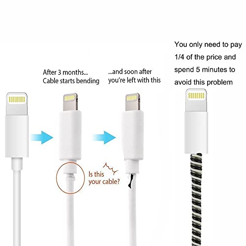 Image of VEROX (2 Pcs) Wire Protector Spiral Triple Color 1.5 Meters Full Size Charger Cable Protector Winder Compatible with iPhone & Android Charging Cables (Black)