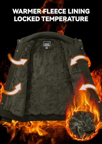 EKLENTSON Men's Thick Thermal Winter Jacket with Multi Pockets Zip Front Fleece Lined Military Jacket for Men2