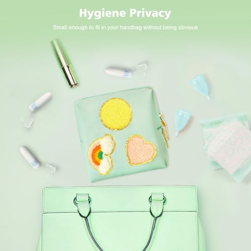 Image of airogym Period Bag for Women, Sanitary Napkin Storage Bag, PU Leather Sanitary Pad Bags for Panty Liners, Tampons, Menstrual Cup Pouches, Sanitary Pads Organizer with Zipper