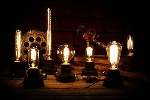 Vintage American Village Style Desk Light Creative Table Lamp Iron Steel Water Pipe Table Night Lights,Bedside Desk Lamps,Industrial Steampunk Retro E27 Holder Fitting Lighting Fixture