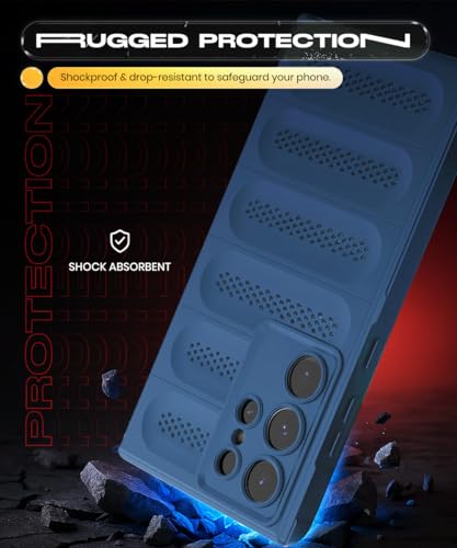 Image of WOW IMAGINE Ultimate Silicone Back Cover Case for Samsung Galaxy S24 Ultra 5G | Heat Dissipation Thin Soft TPU | 360 Camera Protection | Breathable Cooling Holes - Deep Blue