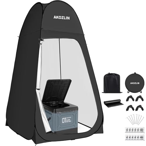 AKOZLIN Portable Pop Up Shower Tent with Camping Toilet for Camping Beach Outdoor Use 47.2' Lx47.2 Wx74.8 H