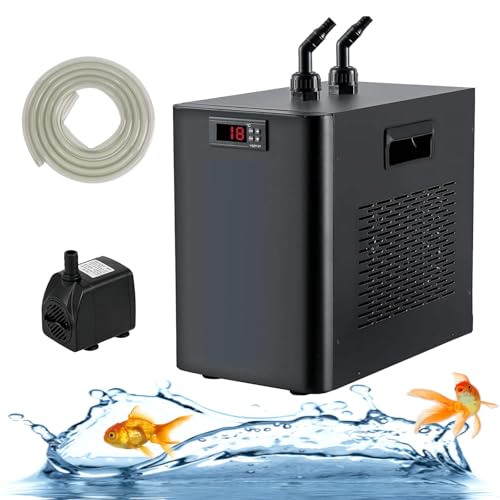Chłodziarka wodna 1/10 HP do akwarium 160 l/300 l/500 l, cichy agregat chłodzący do zbiorników rybnych, idealny do kąpieli lodowych, wydajny system chłodzenia
