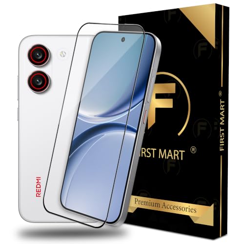 Image of FIRST MART Tempered Glass Screen Protector for Redmi Turbo 5 - Full-Glue Screen Guard, 3D Edge to Edge, HD Clear, Bubble-Free, Case-Friendly, Black, Pack of 2