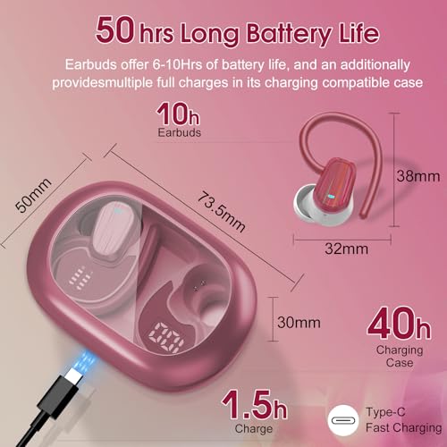 Image of Wireless Earbuds Bluetooth 5.4, 50H Playtime Sport Earphones with Earhooks