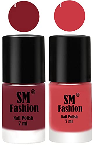 Image of Long Lasting Nail Polish | Nail Paint Combo 7 ml Each) - Set of 2 Lip-Punch Pink