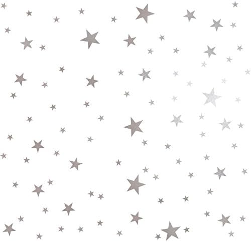Mozamy Creative Star Wall Decals (189 Count) Silver Star Decals Nursery Decals Removable Peel and Stick Wall Decals, Vintage Silver