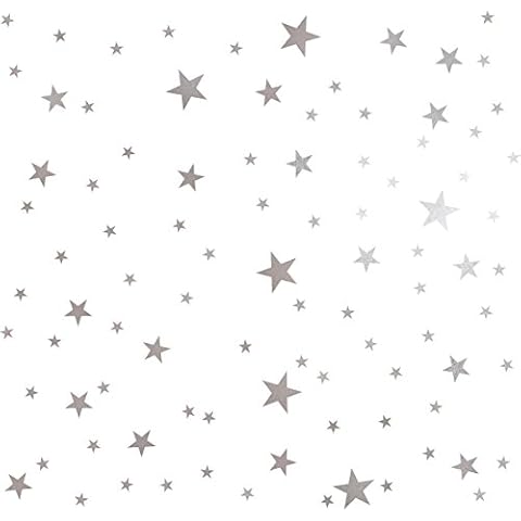 Mozamy Creative Star Wall Decals (189 Count) Silver Star Decals Nursery Decals Removable Peel and Stick Wall Decals, Vintage Silver Cover
