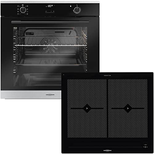Oranier Backofenset autark Flächeninduktionskochfeld 60 cm FLI 2064 be cook mit Edelstahl Pyrolyse Einbaubackofen EBP…