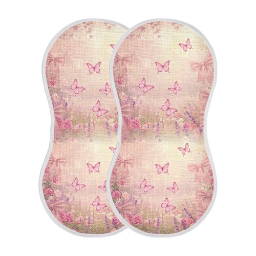 Muslin Baby Burp Cloths Set of 2, Soft Absorbent Pastel Garden Magic Cotton Burping Cloth, Milk Spit Up Rags for Newborn Unisex, 22 x 11 Inch