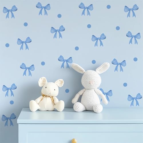 6 hojas de vinilos decorativos azules con lazo para pared miniatura 5