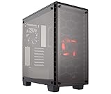 CORSAIR Crystal 460X Compact Mid-Tower Case, Red LED Fan, Tempered Glass - Black
