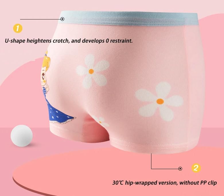 Image of Kids Girls Long Panties Barbie Design Assorted Color Pack of 4 (6 to 8 years)