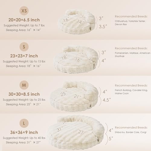 EHEYCIGA Small Dog Bed and Cat Couch for Puppy and Kitten - Fluffy Faux Rabbit Fur Pet Sofa with Washable Removable Cover, Waterproof and Non-Slip, 23 Inch Cream - Image 3