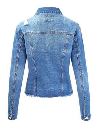 FASHION BOOMY Women's Classic Denim Jean Jacket - Cropped Long Sleeve Outerwear - Regular and Plus Sizes Large O-MEDIUM - Thumbnail 5