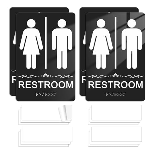 Panneaux de salle de bain ADA Braille en acrylique résistant lot de 4