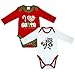 Ozyol Body de Navidad para bebé, 2 Unidades, 100% algodón, Estampado con diseño de Papá Noel,3 – 24 Meses 62