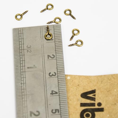 Vibhuti Crafts 100pcs Bronze Screw Eye Pins 4x8mm – Eye Hooks for Keychains, Resin, MDF Crafts, Jewellery Making, Earring Hooks, Chain Kits & DIY Projects