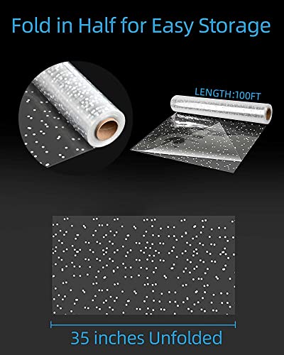Image of JOYIT 100' Long X 35 inch Wide Clear Cellophane Wrap Roll with White Dots - 3 Mil Thicker Cellophane Roll, Clear Wrapping Paper for Gift Baskets Wrap (35 inch Folds into 17.5 inch)
